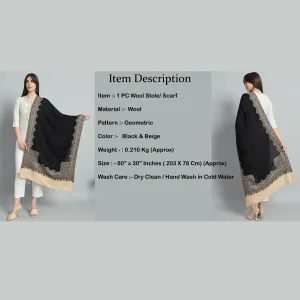 Women Winter Casual Soft And Warm Lightweight Black Stole - Image 9