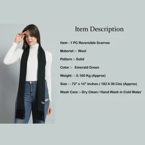 Women's Fashion Long Scarf Winter Warm Green Muffler - Image 8