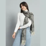 Women's Olive Green Paisley Winter Warm Scarf - Image 2