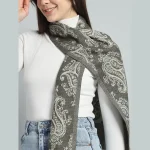 Women's Olive Green Paisley Winter Warm Scarf - Image 4