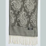 Women's Olive Green Paisley Winter Warm Scarf - Image 6