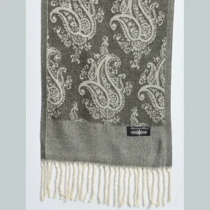 Women's Olive Green Paisley Winter Warm Scarf - Image 6