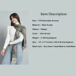 Women's Olive Green Paisley Winter Warm Scarf - Image 8
