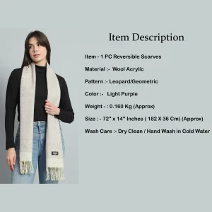Women's Purple Reversible Leopard Neck Wraps Scarf - Image 7