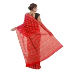 Women's Red Chanderi Cotton Saree Floral Printed - Image 4