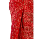 Women's Red Chanderi Cotton Saree Floral Printed - Image 6