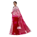 Women's Red Tie Dye Printed Pure Cotton Saree - Image 2