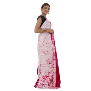 Women's Red Tie Dye Printed Pure Cotton Saree - Image 3
