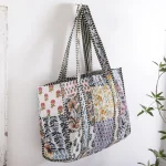 Women's White Patchwork Quilted Carry Bag - Image 2