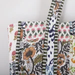 Women's White Patchwork Quilted Carry Bag - Image 3
