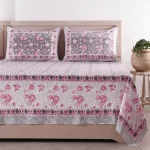 108"x90" Grey Floral Print Bedsheet With Pillow Covers - Image 2
