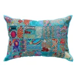 2 PC Handmade Turquoise Color Pillow Cover - Image 2