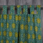 2PC Green Floral Print Cotton Curtains - Image 3