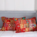 2PC Luxury Red Patchwork Cushion Cover