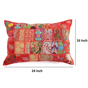 2PC Luxury Red Patchwork Cushion Cover - Image 4