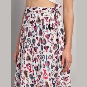 Abstract Printed Casual Long Rapron Skirt - Image 5