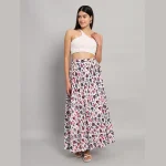 Abstract Printed Casual Long Rapron Skirt - Image 2