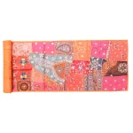 Beaded Wall Decor Embroidery Cotton Table Runner (Orange)