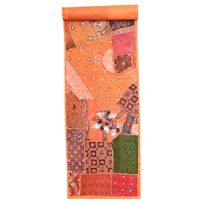 Beaded Wall Decor Embroidery Cotton Table Runner (Orange) - Image 4