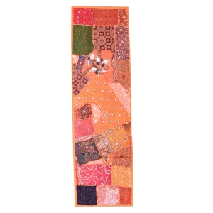 Beaded Wall Decor Embroidery Cotton Table Runner (Orange) - Image 3
