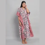 Beautiful Beach Wear Dress White Abstract Printed - Image 4