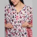 Beautiful Beach Wear Dress White Abstract Printed - Image 6