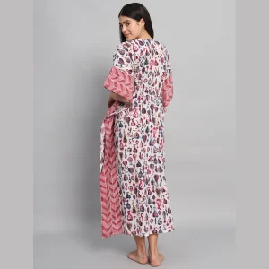 Beautiful Beach Wear Dress White Abstract Printed - Image 7