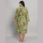 Beautiful Green Floral Printed Beach Wear Kimono Robe - Image 6
