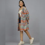 Beautiful Multi Color Abstract Print Cotton Shrug - Image 3