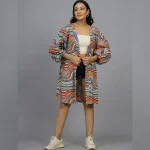Beautiful Multi Color Abstract Print Cotton Shrug