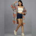 Beautiful Multi Color Abstract Print Cotton Shrug - Image 2