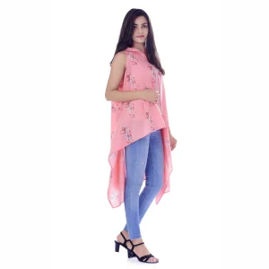 Beautiful Peach Paisley Kimono Sleeveless Shrug - Image 3