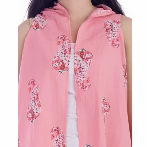 Beautiful Peach Paisley Kimono Sleeveless Shrug - Image 4