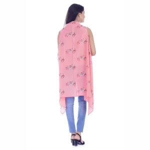 Beautiful Peach Paisley Kimono Sleeveless Shrug - Image 5