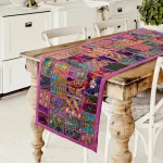 Beautiful Pink Patchwork Embroidered Table Runner