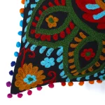 Black Embroidered Suzani Cushion Cover 16" - Image 3