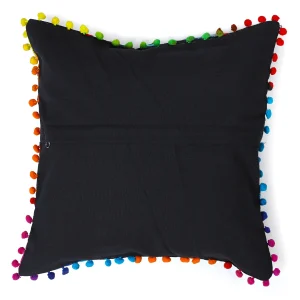 Black Embroidered Suzani Cushion Cover 16" - Image 4