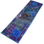 Blue Embroidered Beaded Cotton Hanging