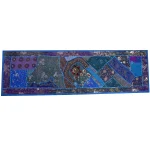 Blue Embroidered Beaded Cotton Hanging - Image 2