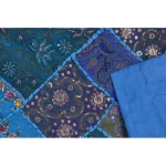 Blue Embroidered Beaded Cotton Hanging - Image 5