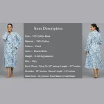 Blue Floral Print Beach Wear Long Bath Robe - Image 8