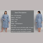 Blue Floral Print Cotton Kimono Sleepwear Drees - Image 7