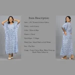 Blue Hand Block Print Cotton Nightwear Dress - Image 7