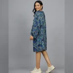 Blue Leaf Print Long Sleeve Kimono Shrug - Image 3