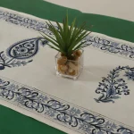 Blue Paisley Print Cotton Table Runner 16"x60" - Image 3