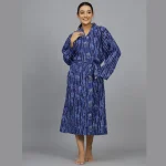 Blue Polka Dot Printed Pure Cotton Bath Robe