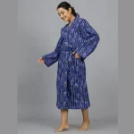 Blue Polka Dot Printed Pure Cotton Bath Robe - Image 2