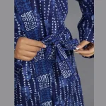 Blue Polka Dot Printed Pure Cotton Bath Robe - Image 5