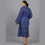 Blue Polka Dot Printed Pure Cotton Bath Robe - Image 7