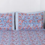 Blue Sanganer Printed Soft Cotton Bedsheet Pillow Cover - Image 3